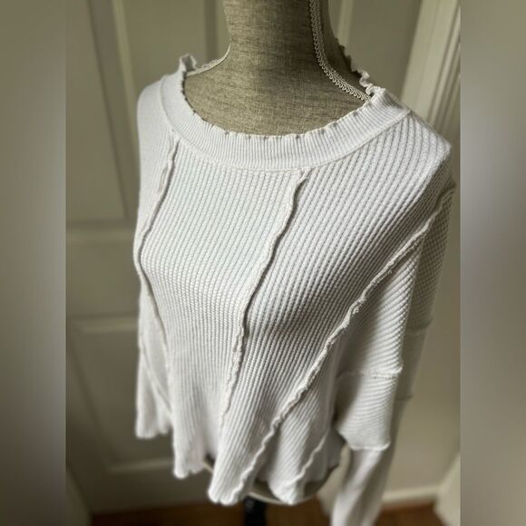 Free People Ellie Thermal Ivory Top Size Large - Picture 3 of 6